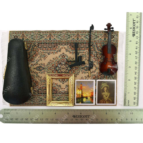 Piano Music Box & Miniature Violin Set
