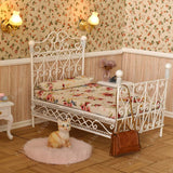 Dollhouse Furniture of White Metal Bed Set