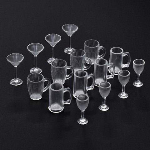 Dollhouse Accessories of 16pcs Wine Glasses Goblets