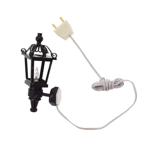 Black Metal Dollhouse Wall Light w/ Plug