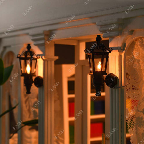 Black Metal Dollhouse Wall Light w/ Plug