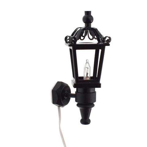 Black Metal Dollhouse Wall Light w/ Plug