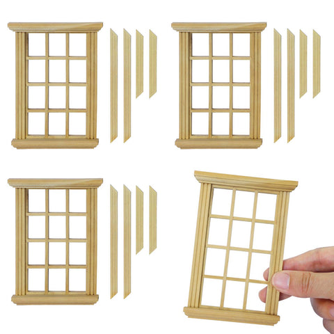 1/12 Scale Accessories of Dollhouse Windows 4pcs