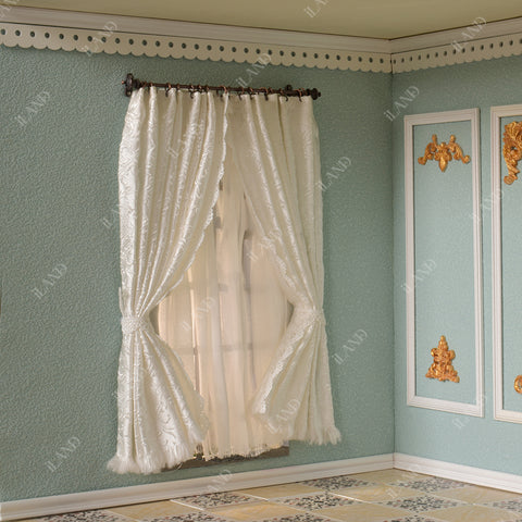 Dollhouse Mini Curtain Rods With Antique Crown Finial (Premium Bronze)
