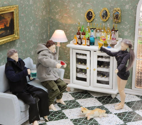 Dollhouse Furniture Mini Wine Cabinet