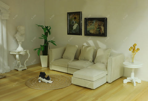Dollhouse Furniture Miniature Sectional Couch Set Modern Velvet Sofa Elegant & Classic