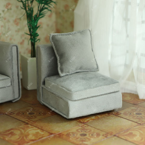 Dollhouse Furniture Miniature Sectional Couch Set Modern Velvet Sofa Elegant & Classic