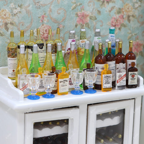 Miniature Wine Bottles & Glasses Set 42Pcs