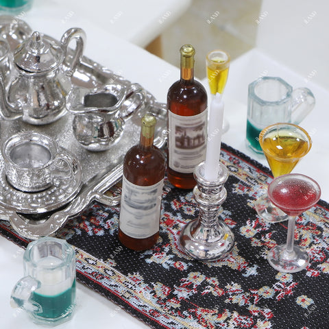 Miniature Wine Bottles & Glasses Set 42Pcs