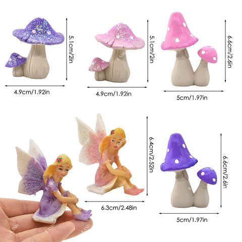 Fairy Garden Accessories Fake Mushroom Ornaments Glittery Fairy Figurines