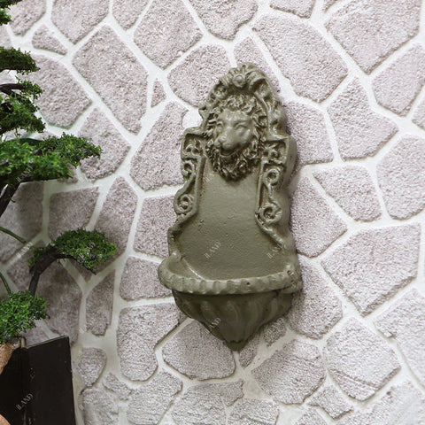 Fairy Garden Accessories Birdbath Fountain & 2 Mini Lion Wall Reliefs