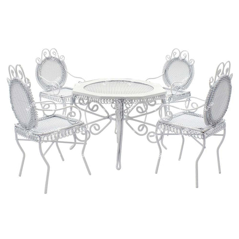 Dollhouse Patio Table w/Chairs & Iron Swing w/Rose Vines