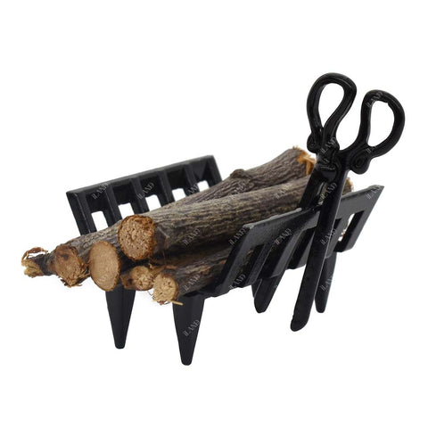 Rococo Dollhouse Fireplace w/ Tools & Firewood Rack