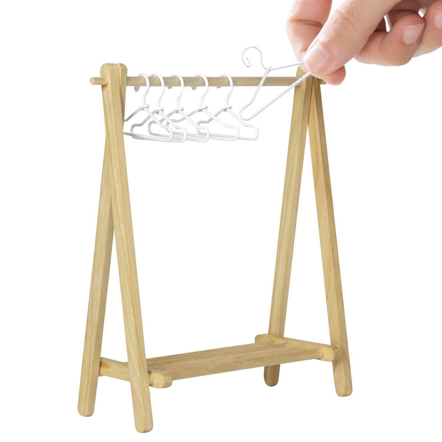 Miniature Collection Rack Dollhouse Miniature Rack w/ 6 Mini Hangers – iLAND
