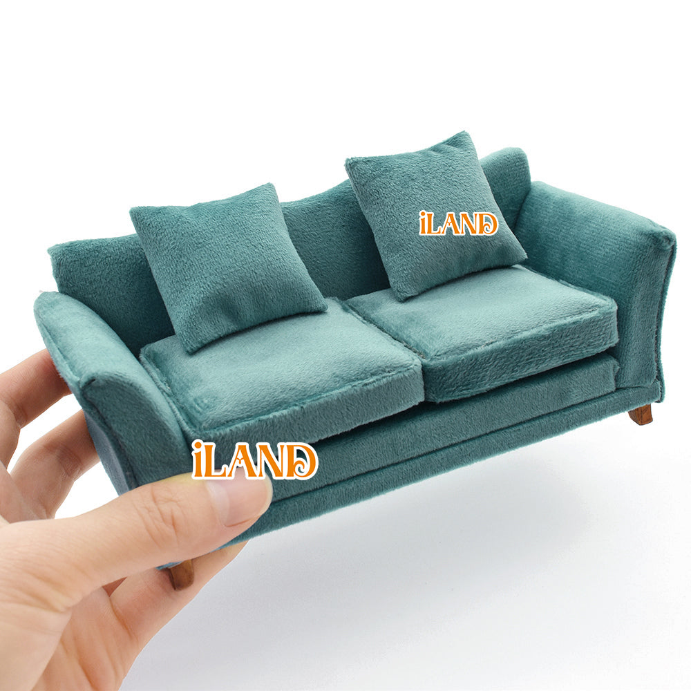 AMITD 1/12 Miniatur Möbel Retro Sofa & Tisch - Puppenhaus Accessoire In Rot