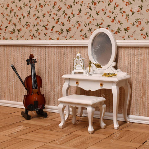 Dollhouse Furniture of White Metal Bed Set
